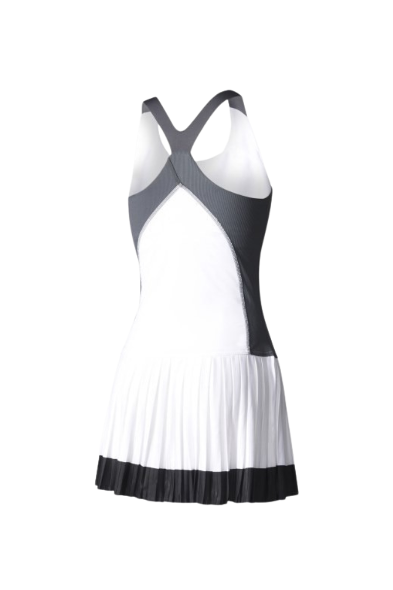 Adidas Women Barricade Dress in white, black, and gray