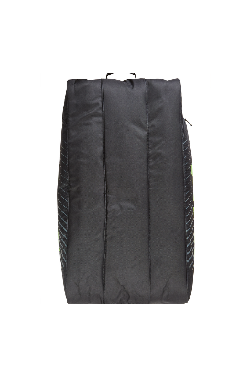 Back of Prince Tour Challenger 9R squash bag in black and green