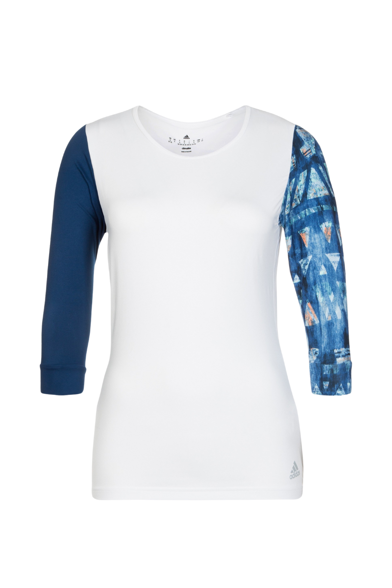 Adidas Essex 3/4 TShirt in White and Blue for women