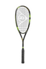 Side view of the Dunlop Sonic Core Elite 135 squash racket, highlighting its black frame with green details and the Sonic Core branding.