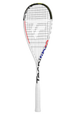 Tecnifibre Carboflex 135 X-Top squash racket with a white frame, black strings, and colorful branding on the shaft.