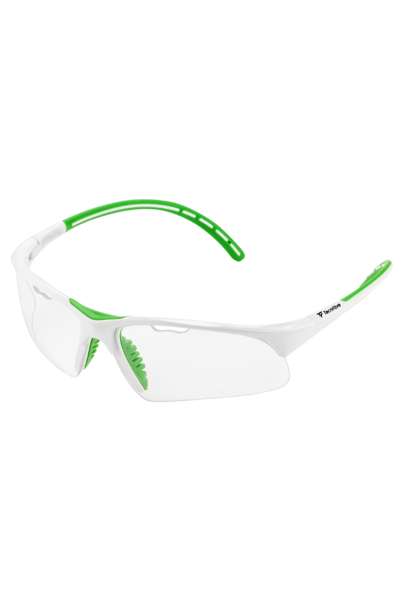 tecnifibre squash goggles in white and green