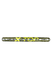 Close-up of Tecnifibre Carboflex 135 X-Top squash racket's frame with 'X-TOP' branding in yellow