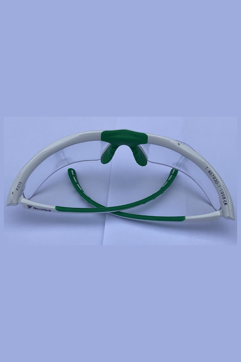 tecnifibre squash goggles in white and green