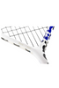 Close-up of the Tecnifibre Carboflex 135 X-Top squash racket's throat area, showcasing the 'Tecnifibre LAB - From Player to Product' branding in a white and blue color scheme