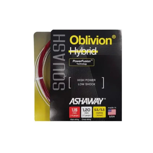 Ashaway Oblivion Hybrid Squash Strings SET - Red/White