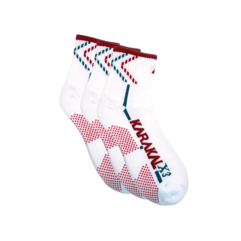 Karakal X3 Ankle Squash Socks (White / Red)