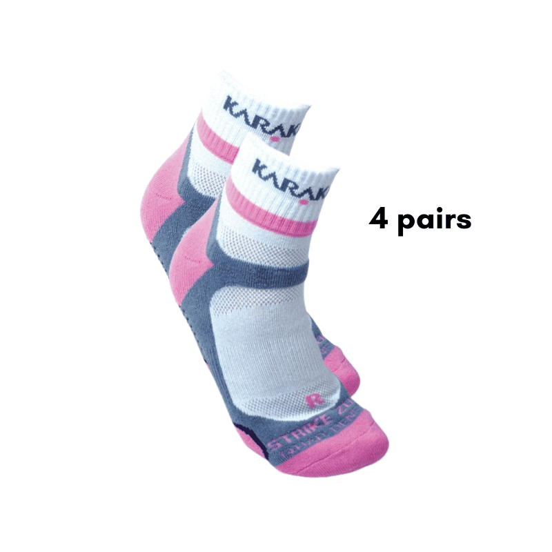 Karakal X4 Ankle Squash Socks (White / Pink)
