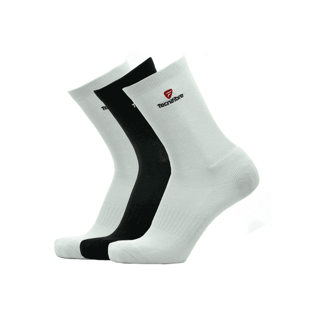 Tecnifibre Men Squash Socks - White/Black - 3 Pairs