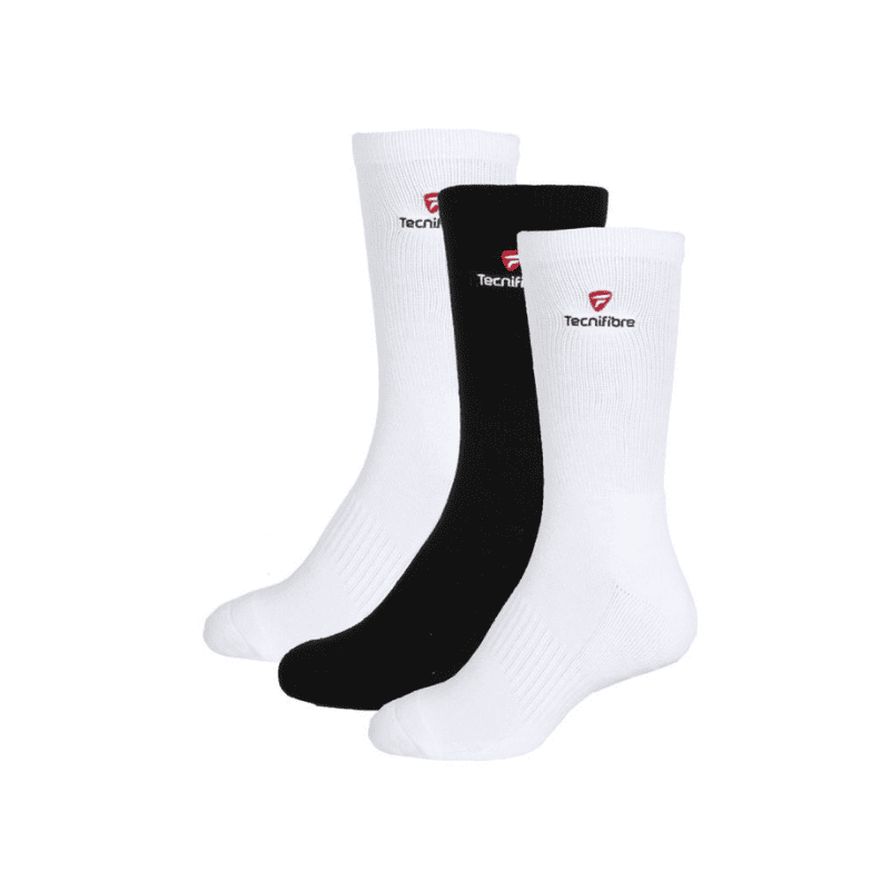 Tecnifibre Men Squash Socks - White/Black - 3 Pairs
