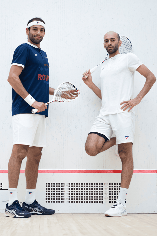 mohamed elshorbagy and marwan elshorbagy with tecnifibre carboflex x-top v2 squash rackets