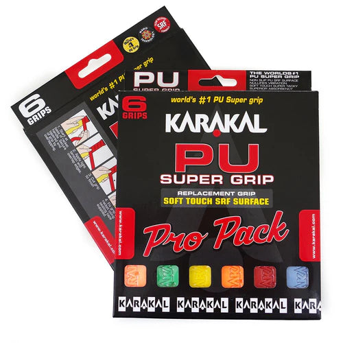 Karakal PU Super Replacement Grips - Pack assorti de 6