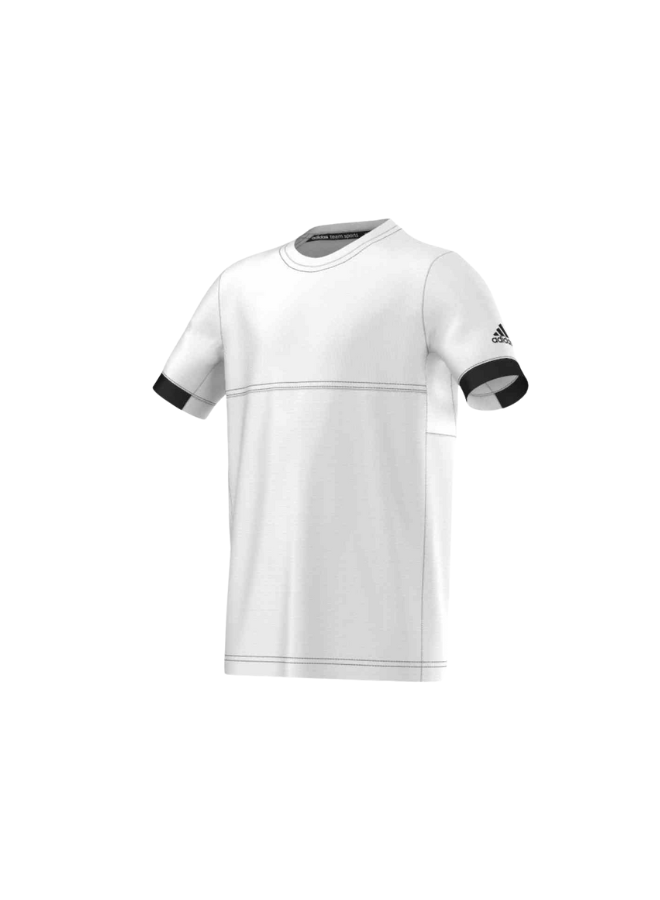 adidas men's t-shirt in white with black on the sleeves