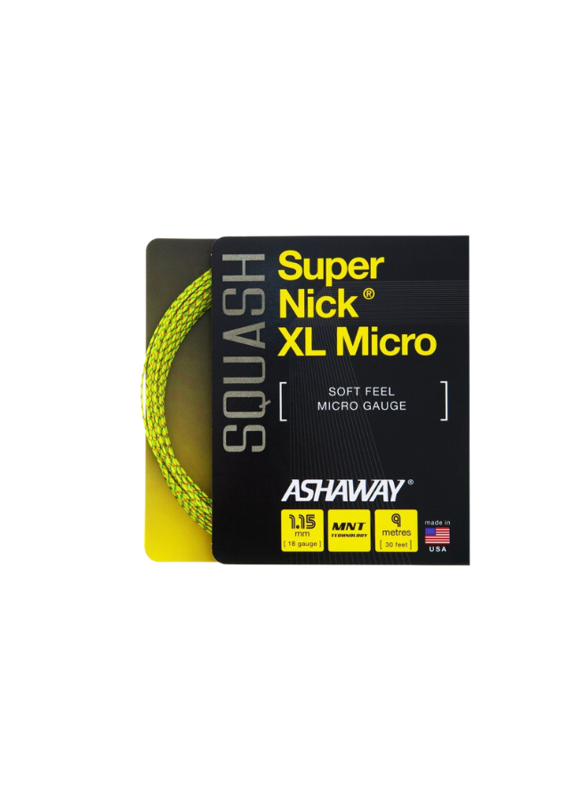 ashaway super nick xl micro squash string in yellow