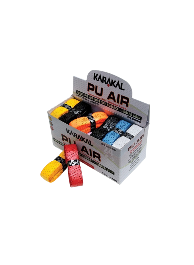 box of 24 Karakal PU Air Squash grip in assorted colors