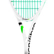 The Tecnifibre Slash 120 Power squash racket in white, black, and neon green.