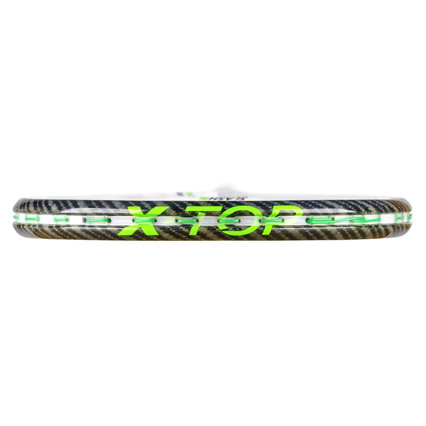 The Tecnifibre Slash 120 Power squash racket in white, black, and neon green.