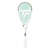 The Tecnifibre Slash 120 Power squash racket in white, black, and neon green.