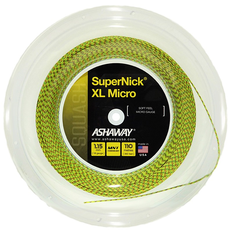 Ashaway SuperNick XL Micro 18 Squash String - 1.15mm/110m - Yellow