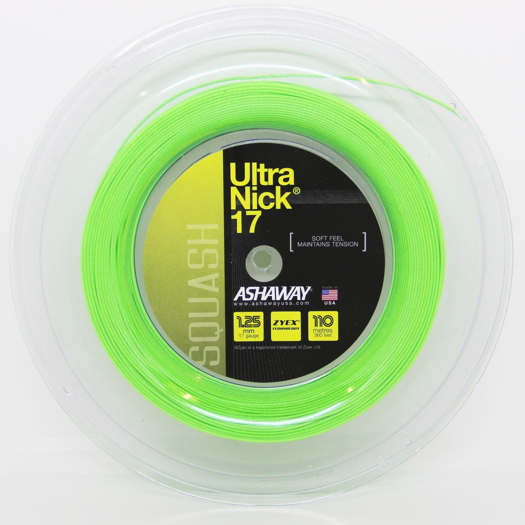 Ashaway UltraNick 17 - 1.25mm/110m Squash String - Green