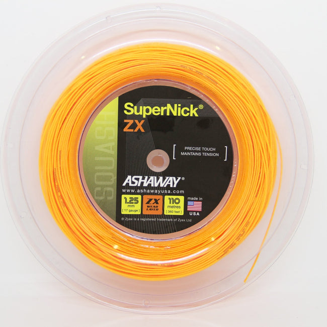 Ashaway SuperNick ZX 17 - 1.25mm/110m Squash String - Orange