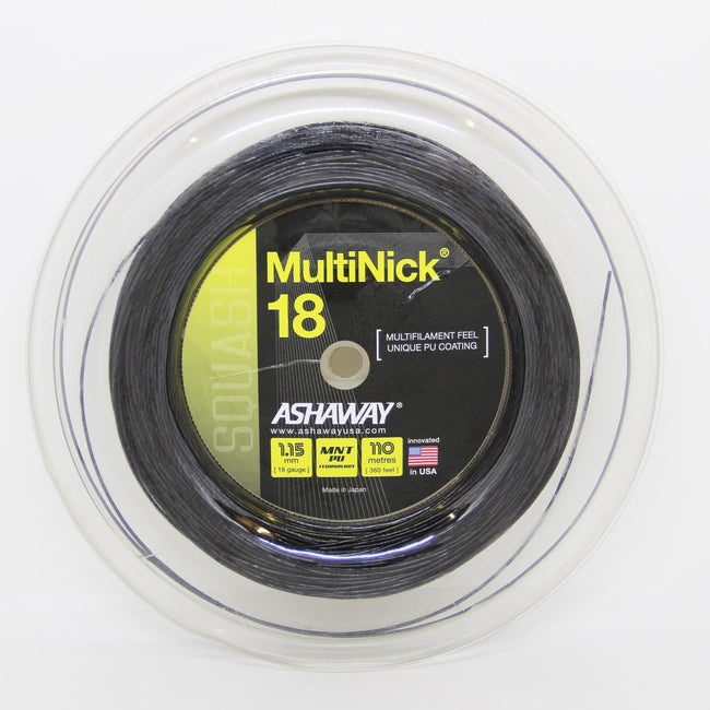 Ashaway MultiNick 18 Squash String - 1.15 mm/110m - Black